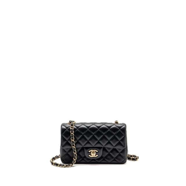 Chanel Mini Rectangular Flap Bag Lambskin Black LGHW (Microchip) in Black Lambskin from EMIER, photo 1 of 1