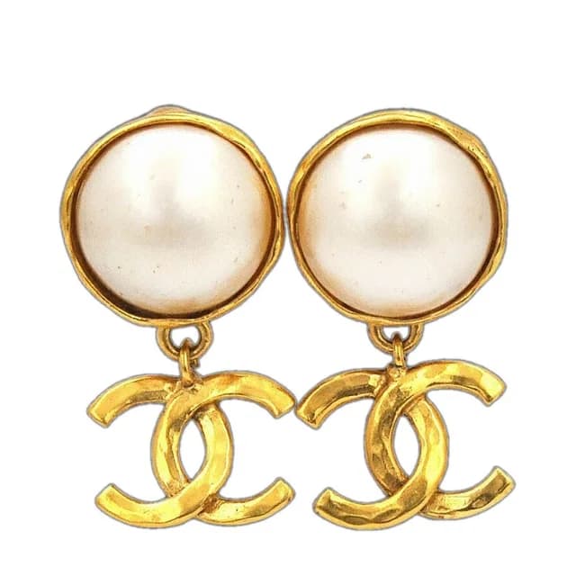 Chanel Earrings Gold CC Logo in Gold from The Reluxe, photo 1 of 1