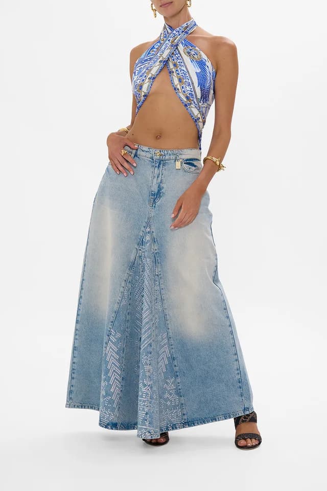 Camilla eBoutique ALIKA OASIS ODYSSEY A-LINE MAXI SKIRT DENIM, image 1 of 1 from CAMILLA