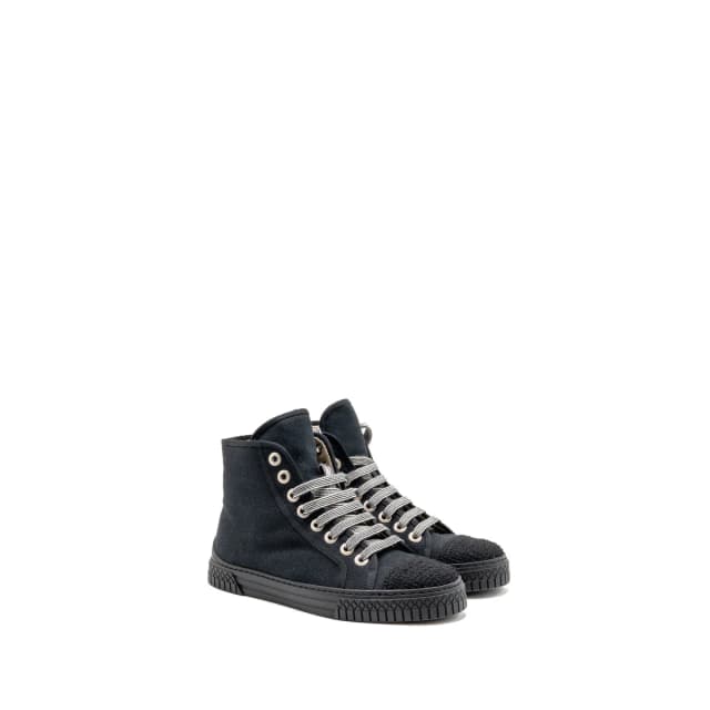 Chanel Size 36 17C High Top Sneaker Fabric/Tweed Black SHW in Black Tweed from EMIER, photo 1 of 1