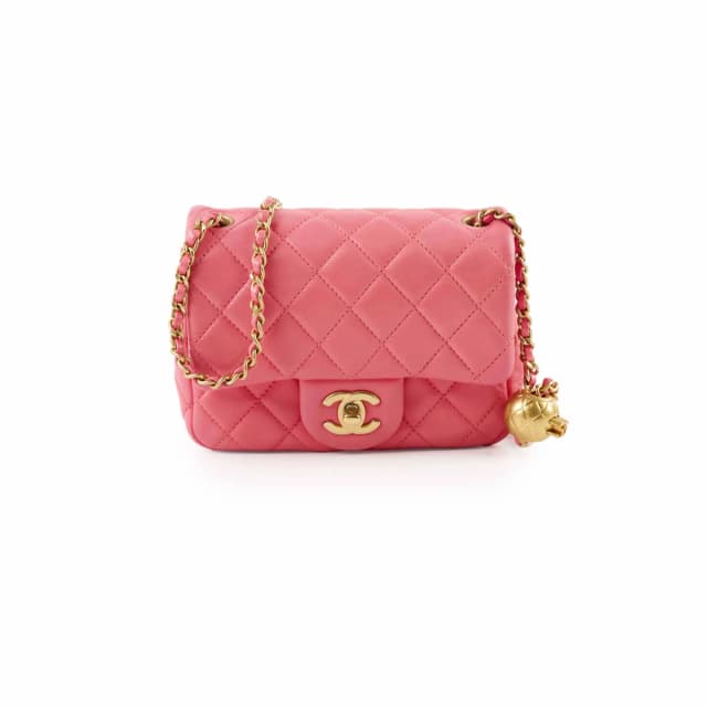 Chanel Pearl Crush Mini Square Crossbody Bag Coral in Lambskin from The Purse Affair, photo 1 of 1