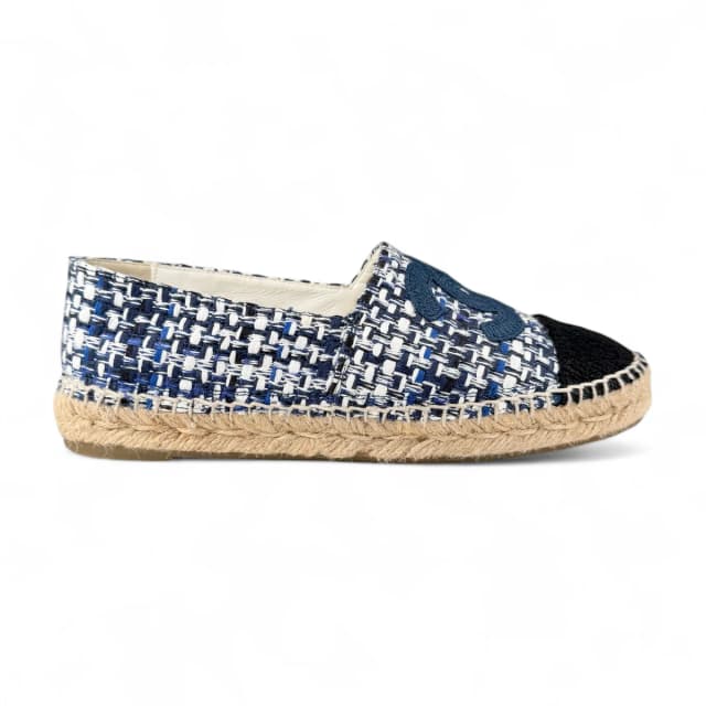 Chanel Blue White & Black Tweed Espadrilles in Black Tweed from Designer Archives, photo 1 of 1