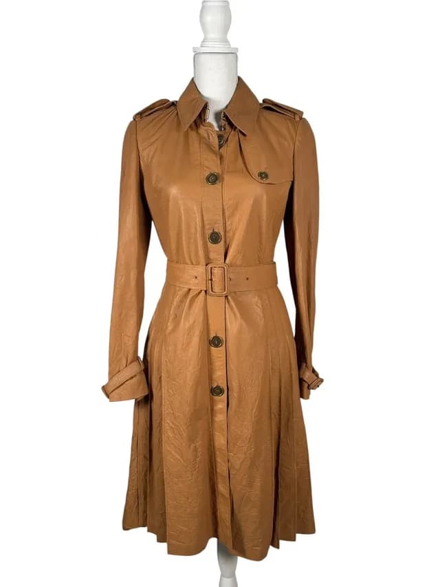 Designer Burberry Leather Coat Camel Women in Beige in neutral|white Leather from Grailed, photo 1 of 1