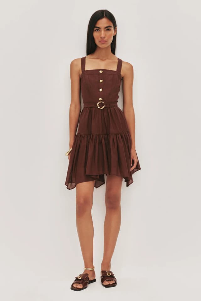 AJE Theodora Mini Dress in CHOCOLATE, image 1 of 1 from Aje