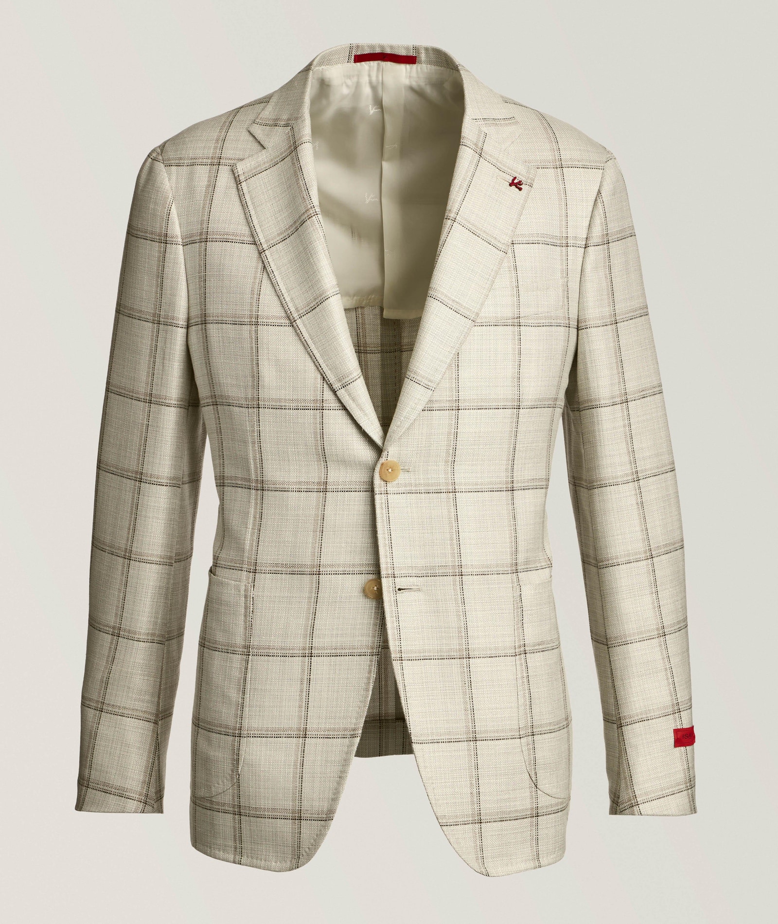 Isaia Tela Mat Effect Wool-Blend Sport Jacket in White, image 1 of 1 from Harry Rosen