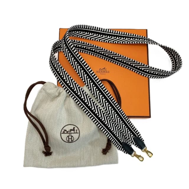 Hermès Shoulder Strap Wsr White Black Canvas Replacement in Black Canvas from The Reluxe, photo 1 of 1