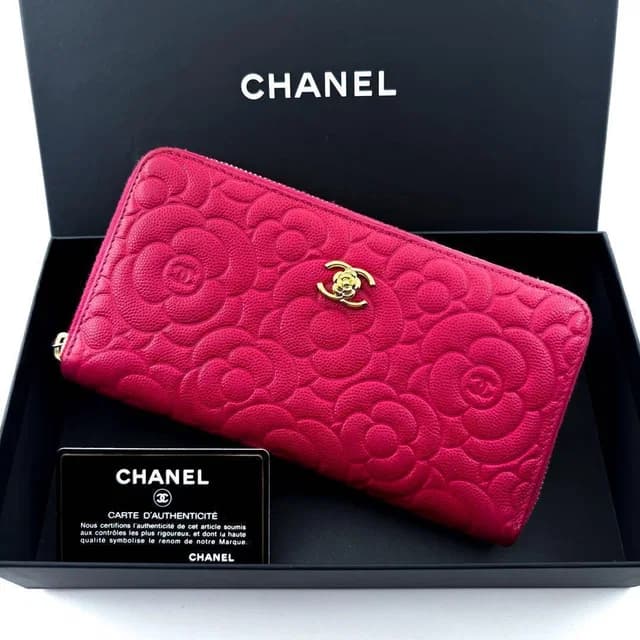 Chanel Wallet Camellia Embossed Caviar Zip in Caviar leather from The Reluxe, photo 1 of 1