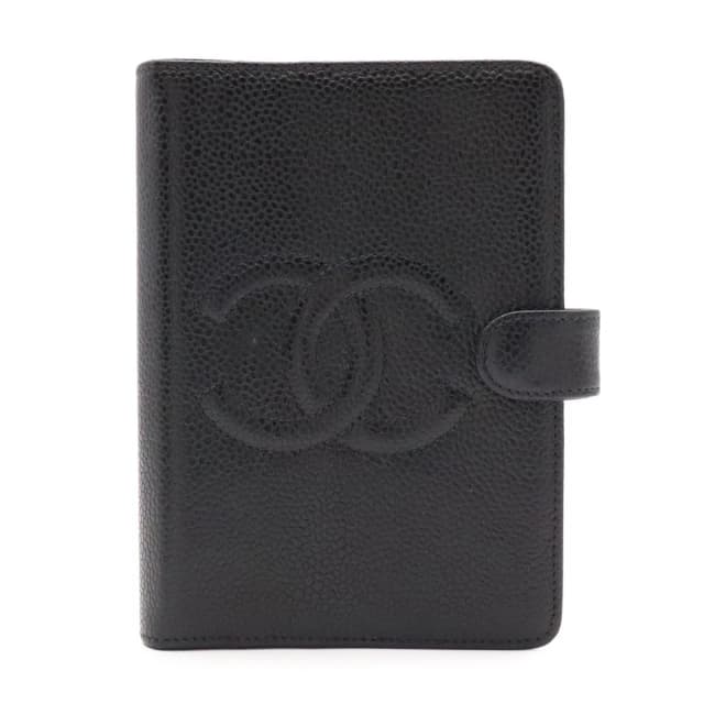 Chanel CC Logo Agenda Notebook Cover Hole System Caviar Leather Black Gold in Black Caviar leather from The Reluxe, photo 1 of 1