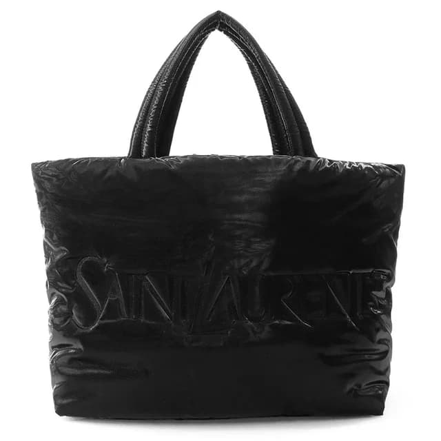 Saint Laurent Tote Bag Logo Wide Puffer Silk Tech Canvas Black in Black Canvas from The Reluxe, photo 1 of 1