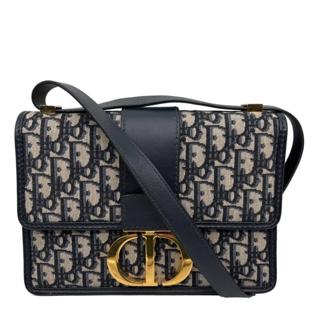 Dior 30 Montaigne Oblique Jacquard Crossbody Bag Navy Blue in Navy Leather from Dallas Designer Handbags, photo 1 of 1