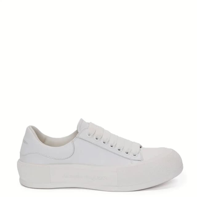 Alexander McQueen Deck Plimsoll Lace-Up Sneakers, Optic White, image 1 of 1 from Cultstatus