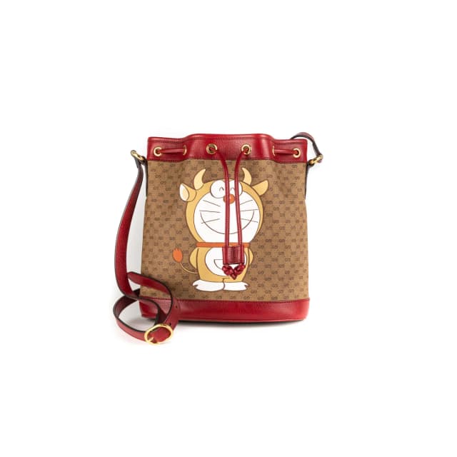 Gucci x Doraemon Bucket Bag Red in Red Canvas from The Purse Affair, photo 1 of 1