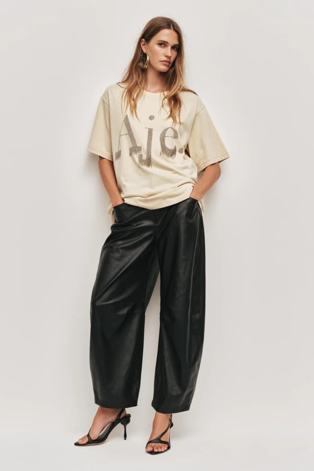 AJE Goldie Oversized Tee in SANDSHELL, image 1 of 1 from Aje