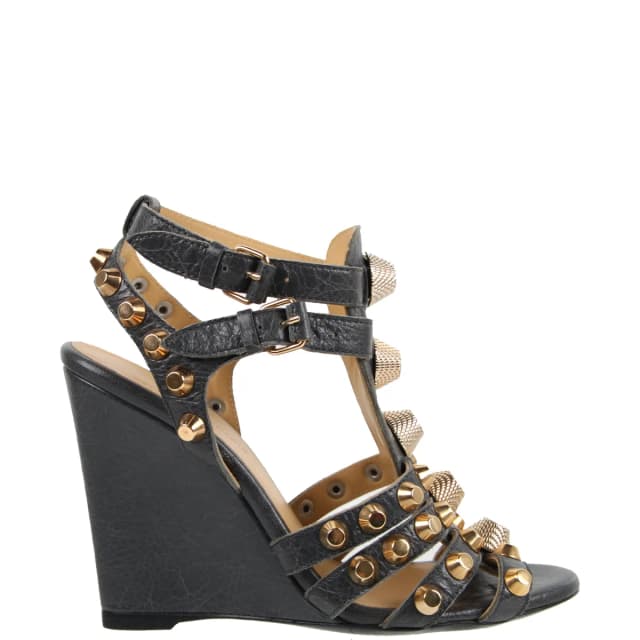 Balenciaga Studded Gladiator Wedge 100 G12, Tarmac/Gold, image 1 of 1 from Cultstatus