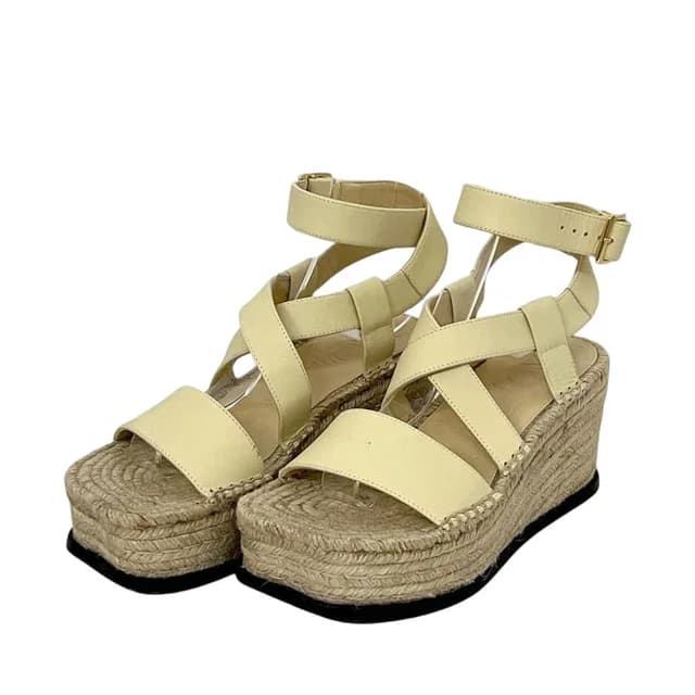 Loewe Thick Sole Sandals Beige Light Yellow Leather Wedges in Beige Leather from The Reluxe, photo 1 of 1