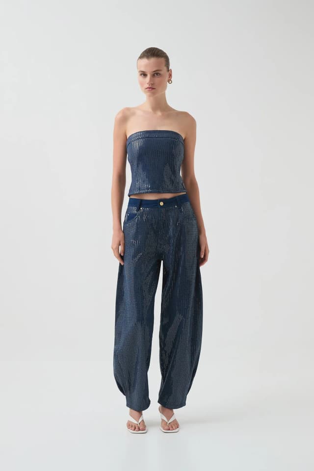 Aje Studio Reflect Denim Barrel Jeans in NIGHT SKY, image 1 of 1 from Aje