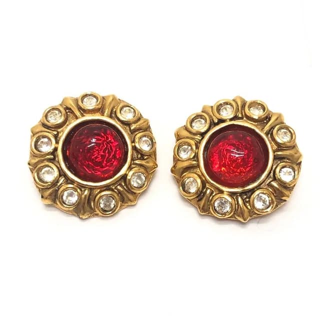 Chanel Earrings Gripoix Rhinestone Metal Gold in Gold from The Reluxe, photo 1 of 1
