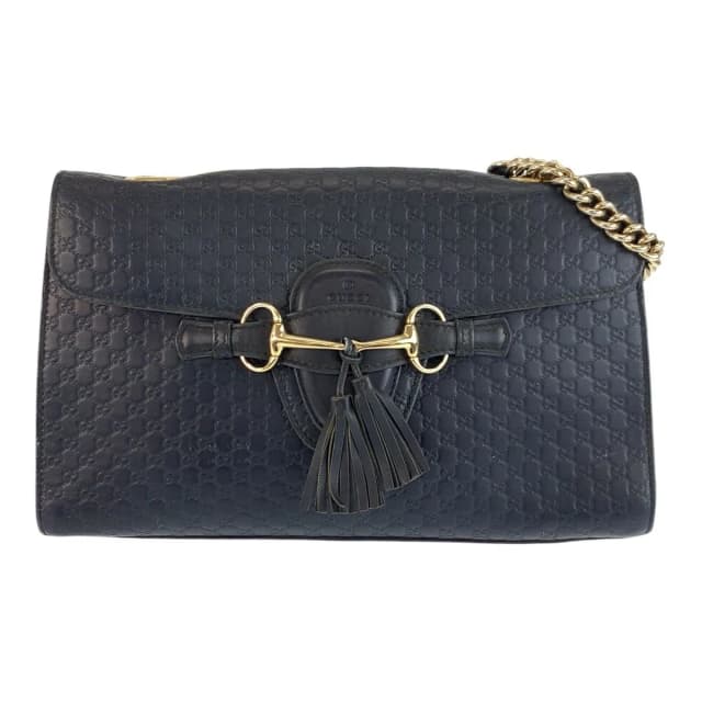 Gucci Micro Guccissima Emily Horsebit Navy Gold Chain Shoulder Bag in Navy Leather from The Reluxe, photo 1 of 1