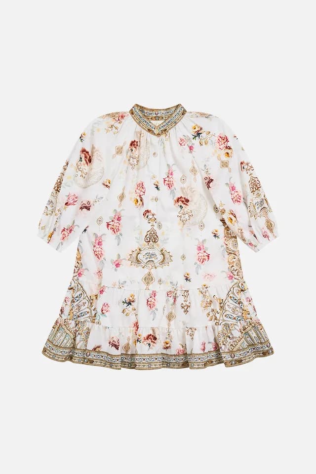 Camilla eBoutique KIDS SHIRT MINI DRESS WITH PUFF SLEEVE OTTOMAN DYNASTY, image 1 of 1 from CAMILLA