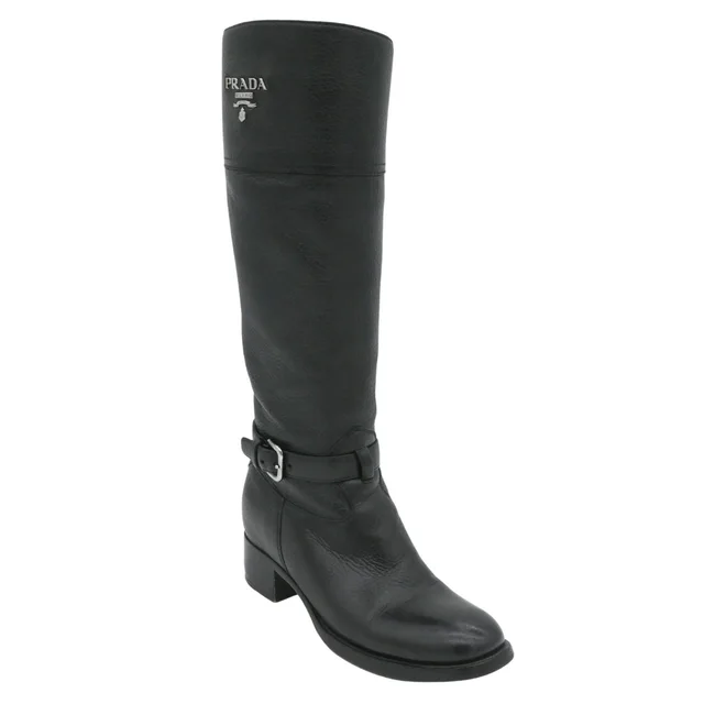 Prada Pebbled Leather Riding Boots in Leather from Clotheshorse Anonymous, photo 1 of 1