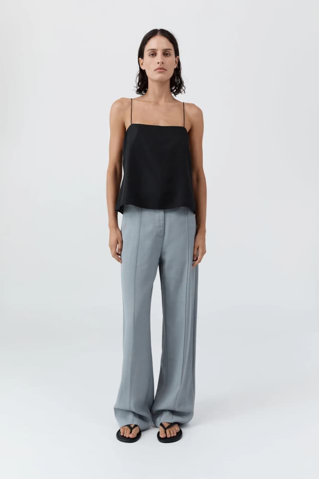 St Agni 90s Silk Twill Cami - Black, image 1 of 1 from St. Agni