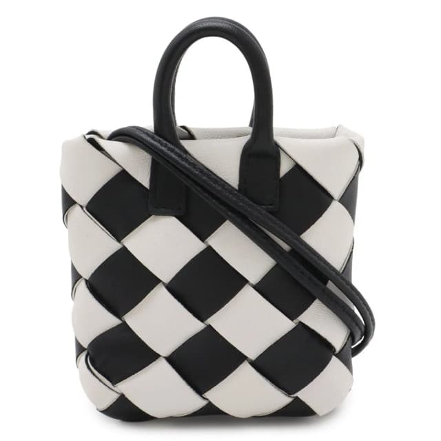 Bottega Veneta Charm Key Holder Mini Pouch Leather White Black in Black Leather from The Reluxe, photo 1 of 1
