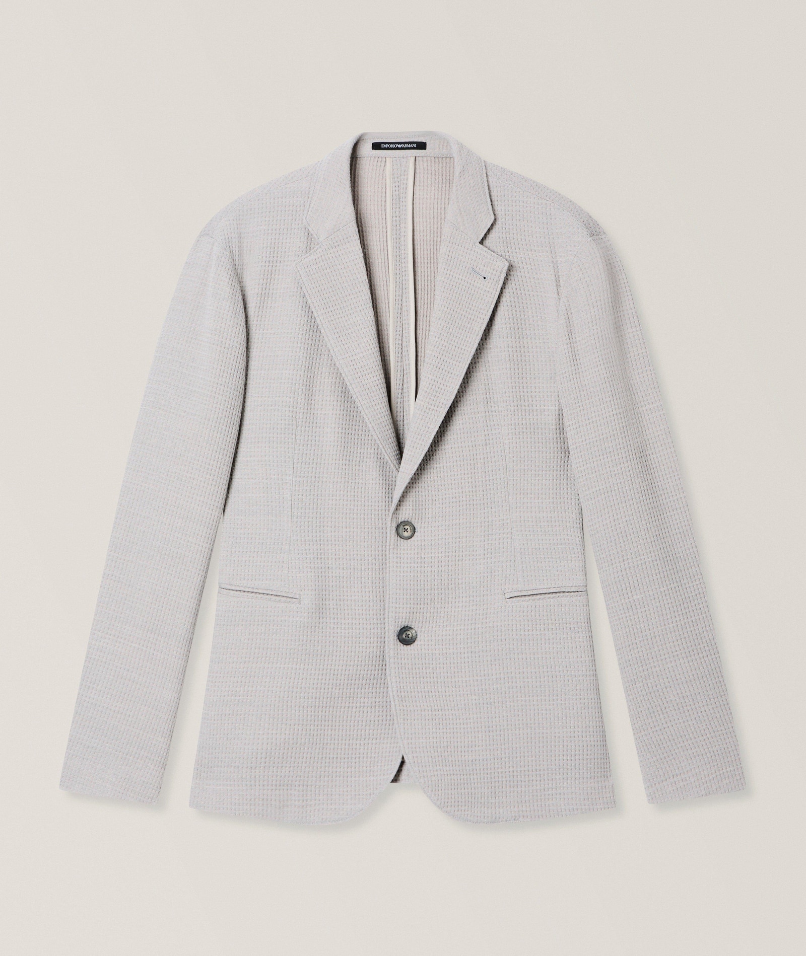Emporio Armani 3D Waffle-Effect Jersey Sport Jacket in Grey 99% virgin wool, 1% elastane, image 1 of 1 from Harry Rosen