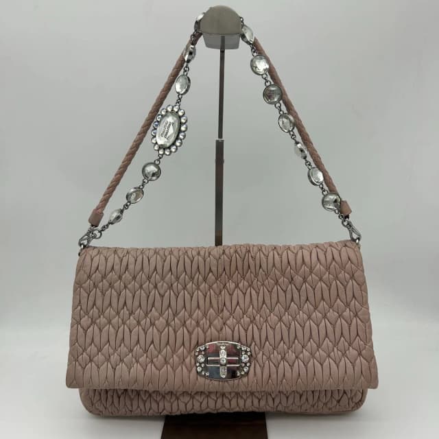 Miu Miu Nappa Crystal Matelasse Leather Bag Pink in Pink Nappa leather from The Reluxe, photo 1 of 1