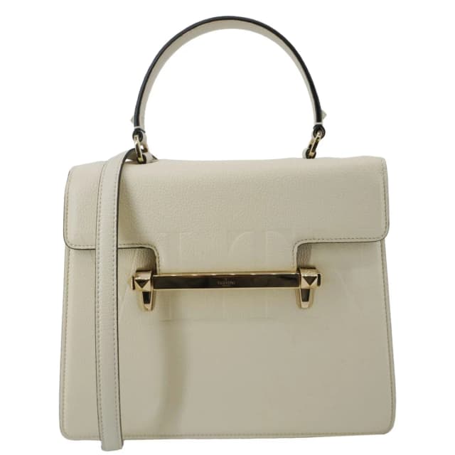 Valentino Garavani Uptown Embossed VLTN Top Handle Crossbody Bag Cream in White Leather from Dallas Designer Handbags, photo 1 of 1