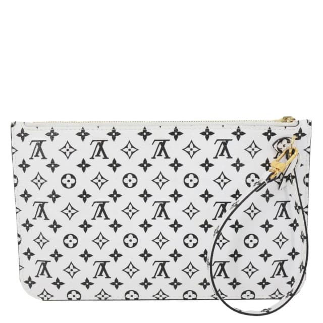 Louis Vuitton Neverfull Pochette Monogram Canvas Wristlet White in White Coated canvas from Dallas Designer Handbags, photo 1 of 1