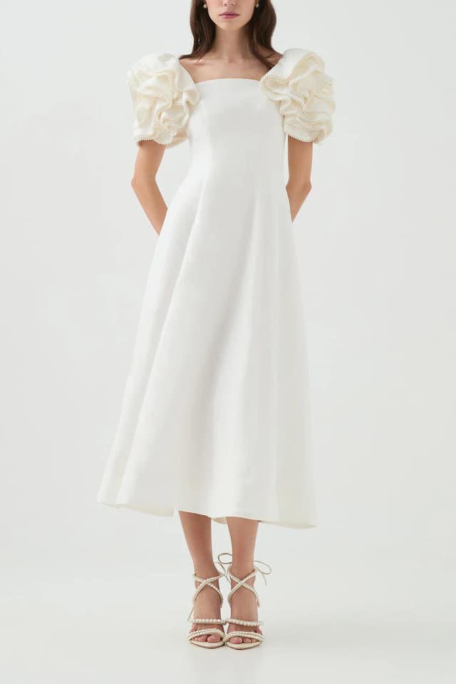 AJE Twyla Midi Dress in IVORY, image 1 of 1 from Aje