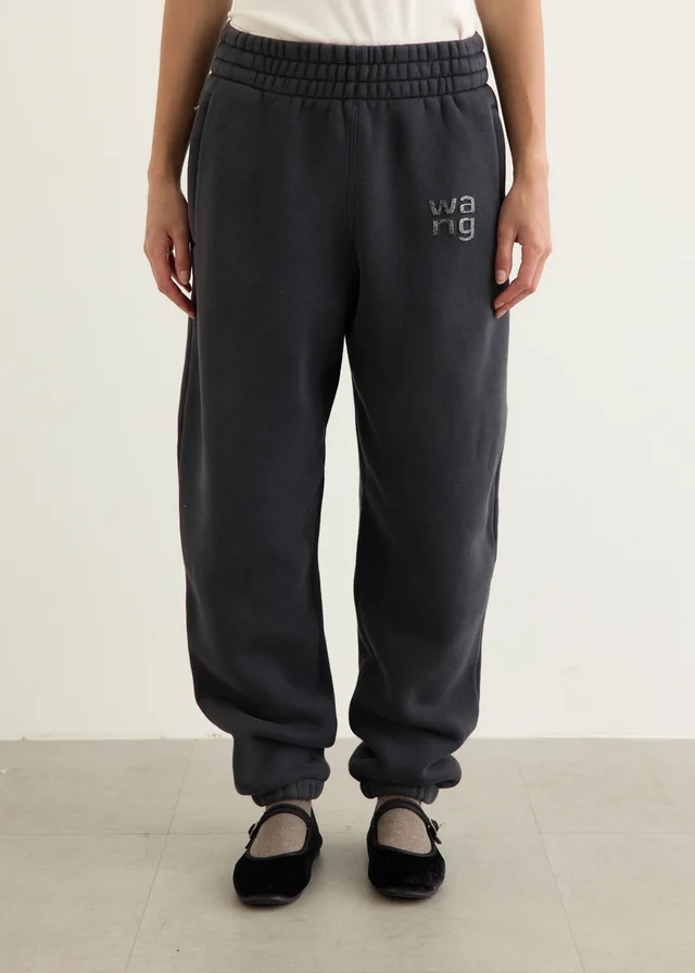 Alexander Wang Sweatpants With Hotfix Logo in WASHED BLACK, image 1 of 1 from Incu