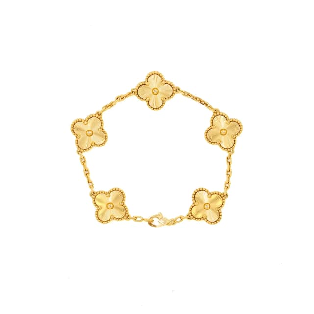 Van Cleef & Arpels vintage Alhambra 5 motif bracelet yellow gold guilloche in Yellow from EMIER, photo 1 of 1