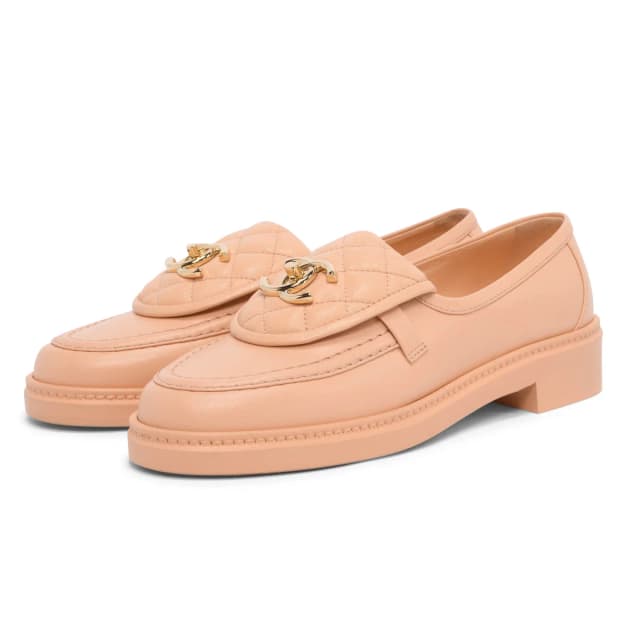 Chanel CC Turnlock Loafers 36 in Beige Lambskin from Blue Spinach, photo 1 of 1