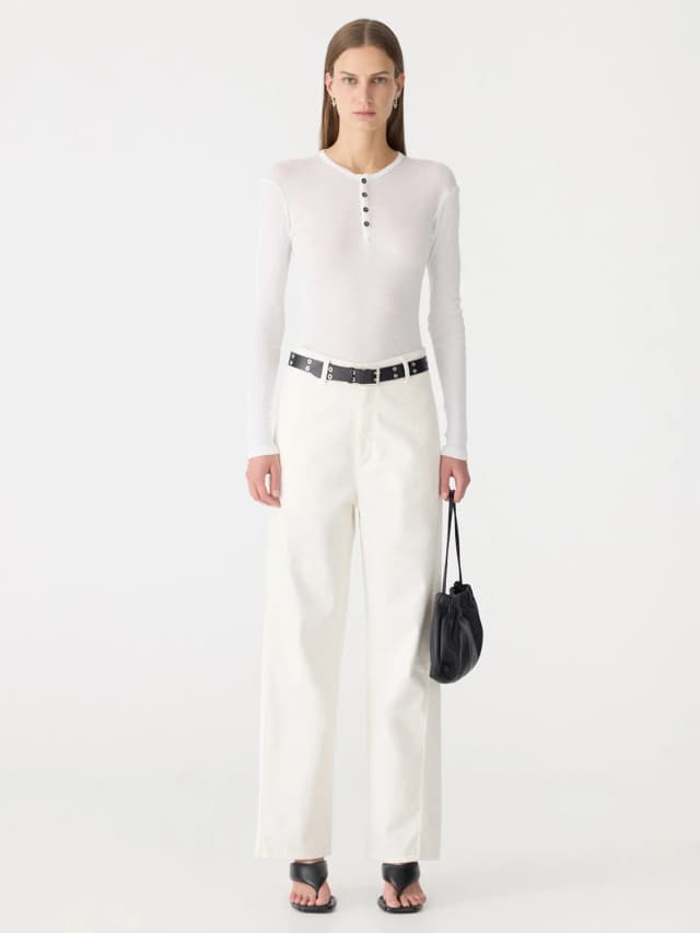Bassike Cotton Twill Wide Leg Pant, image 1 of 1 from bassike