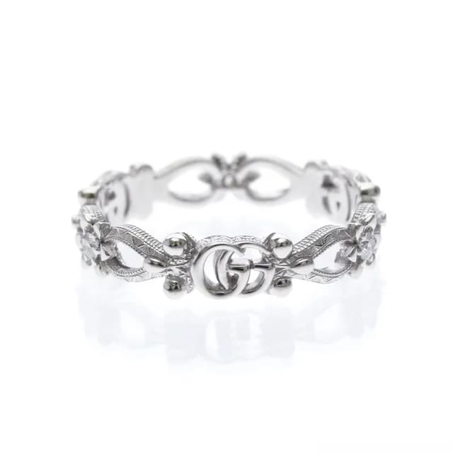 Gucci Flora Diamond Ring White Gold (18K) Fashion Diamond Band Ring Silver in Silver White gold (18K) from Elady, photo 1 of 1