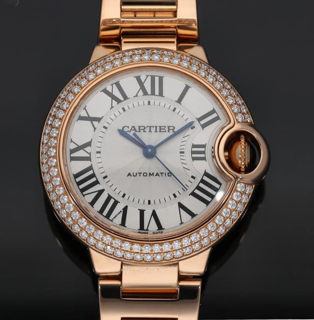 Ballon Bleu De Cartier WE902064 33mm Rose Gold Watch in Blue from H&T, photo 1 of 1