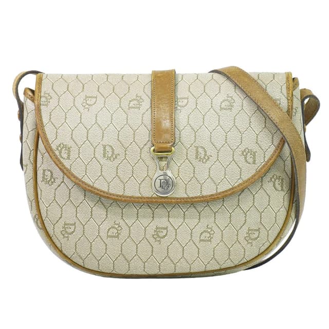 Dior Honeycomb Pattern Shoulder Bag Pochette Beige in Beige from The Reluxe, photo 1 of 1