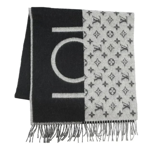 Scarf LV Split Cashmere Monogram Black Noir in Black Cashmere from The Reluxe, photo 1 of 1