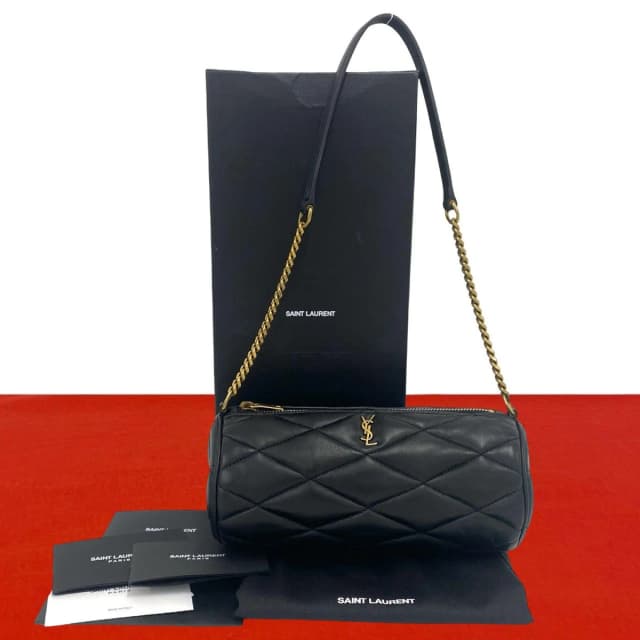 Sade Mini Tube YSL Logo Lambskin Shoulder Bag Black in Black Lambskin from The Reluxe, photo 1 of 1