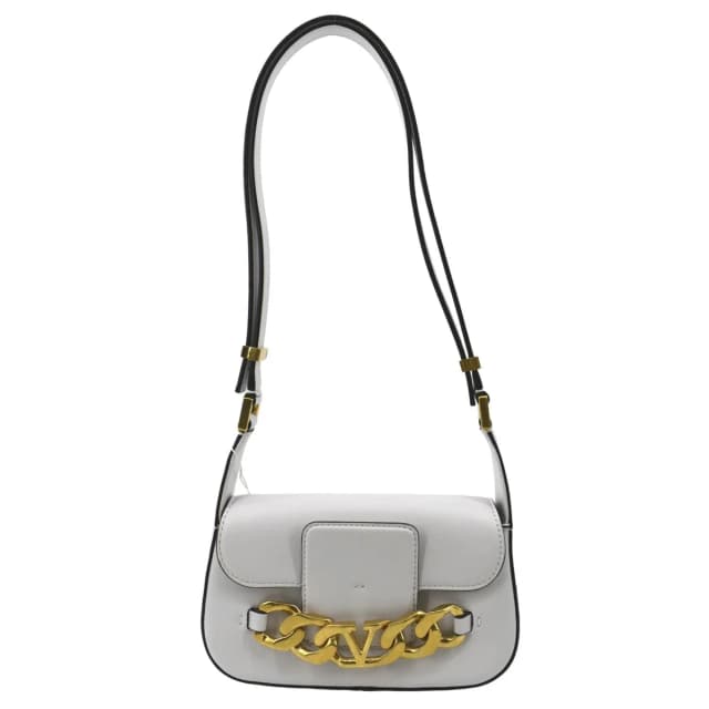 Valentino Garavani V Logo Chain Leather Shoulder Crossbody Bag Off White in White Leather from Dallas Designer Handbags, photo 1 of 1