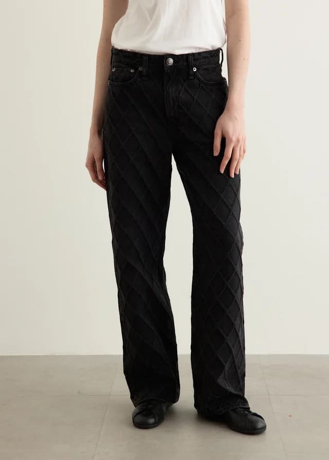 Rag & Bone Logan Mid-Rise Wide Leg Jeans in qwblk, image 1 of 1 from Incu