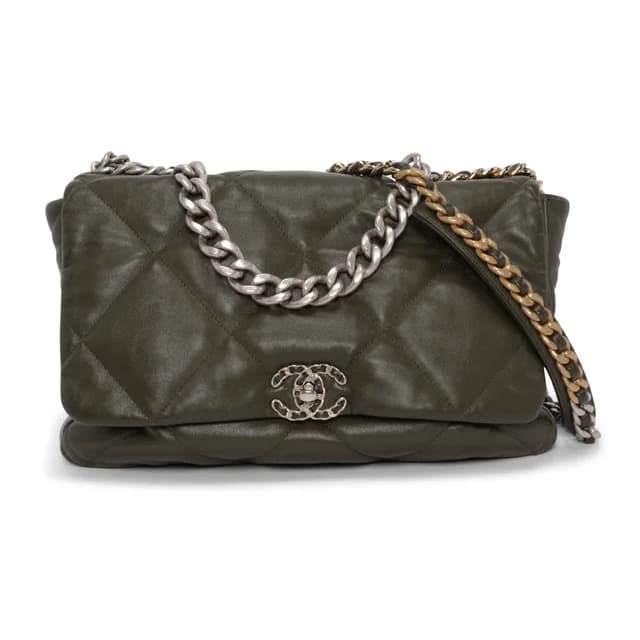 Maxi Chanel 19 Flap Bag in Khaki Goatskin from Blue Spinach, photo 1 of 1