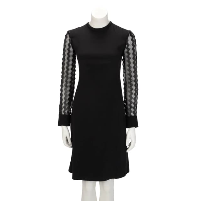 Louis Vuitton & Leather Ric Rac Dress FR 34 in Black Silk from Blue Spinach, photo 1 of 1