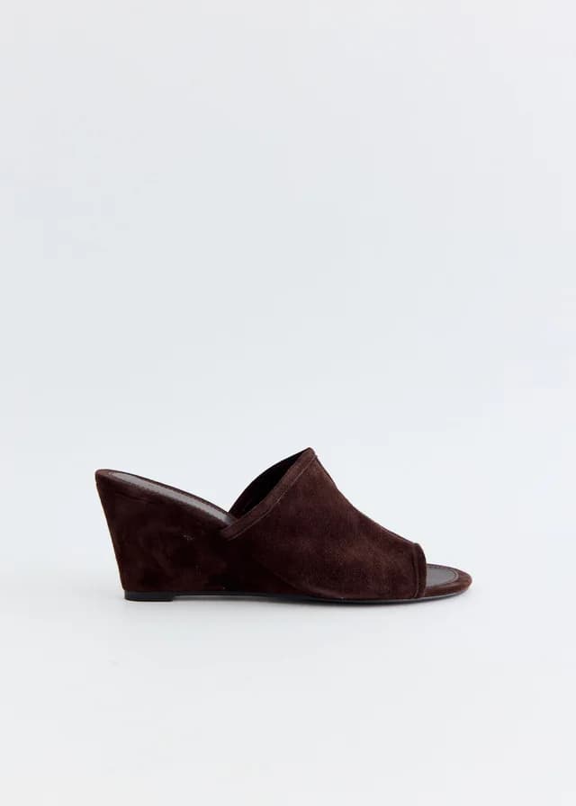 St Agni Suede Bandeau Wedge in Coffee, image 1 of 1 from Incu