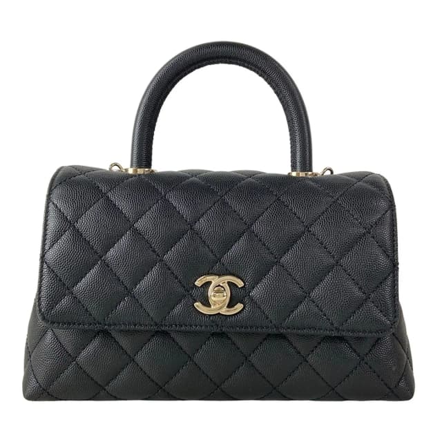 Chanel Handbag Small Top Handle Flap Bag Quilted Coco XS Black in Black Caviar leather from The Reluxe, photo 1 of 1