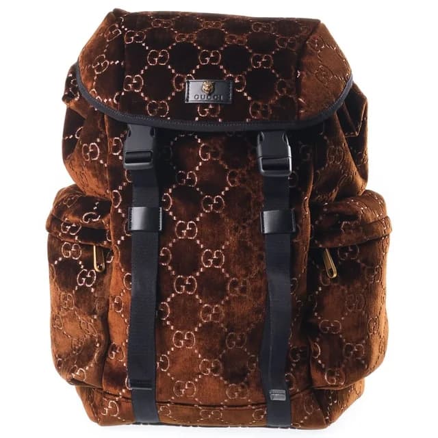Gucci GG Velvet Medium Backpack Brown in Brown Velvet from The Reluxe, photo 1 of 1