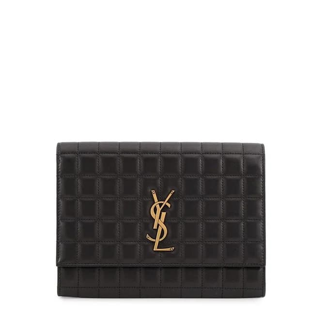 Saint Laurent Clutch Flap Pouch Lambskin Black in Black Lambskin from The Reluxe, photo 1 of 1