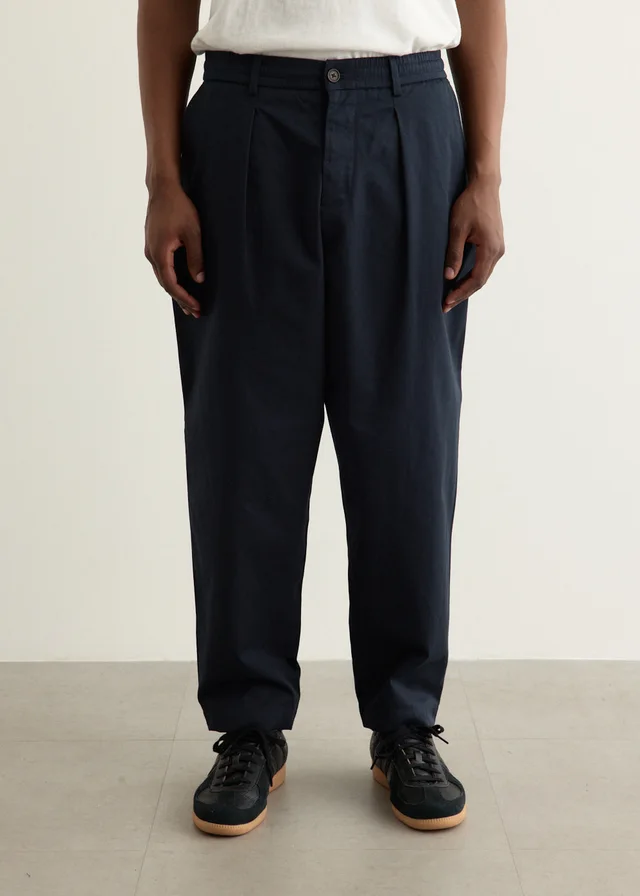 Universal Works Pleated Track Pants in Navy, image 1 of 1 from Incu