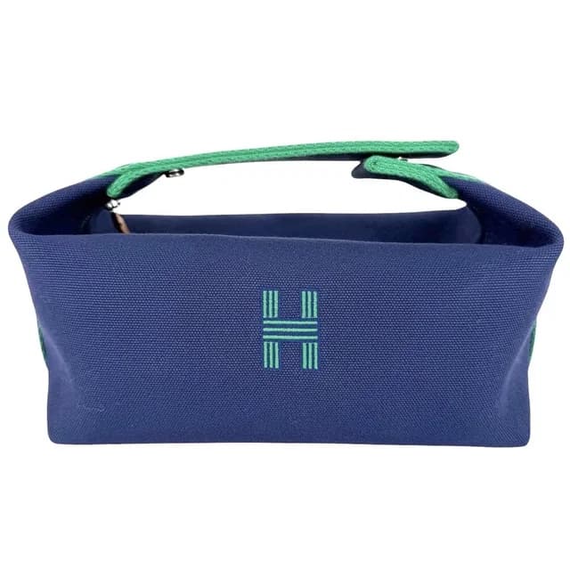 Hermès Handbag Brid-a-brac PM Pouch Cotton Navy Green Silver in Navy from The Reluxe, photo 1 of 1